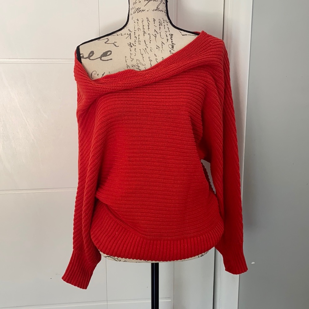 Lucky Brand red off shoulder sweater